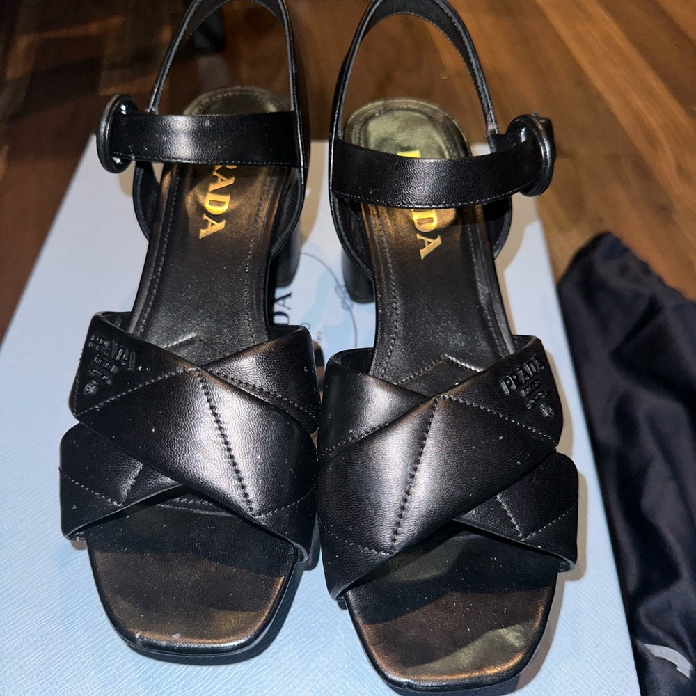 Prada Quilted nappa leather platform sandals size 37.5/7.5 women